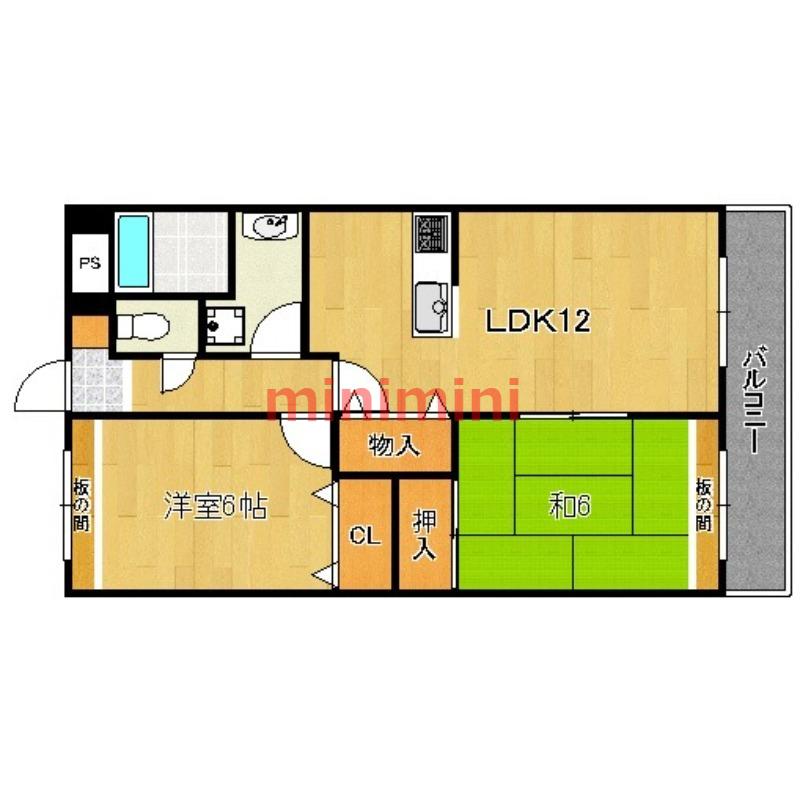 アムール正雀(2LDK/3階)の間取り写真