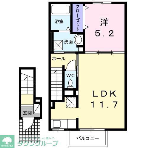 カルーム(1LDK/2階)の間取り写真