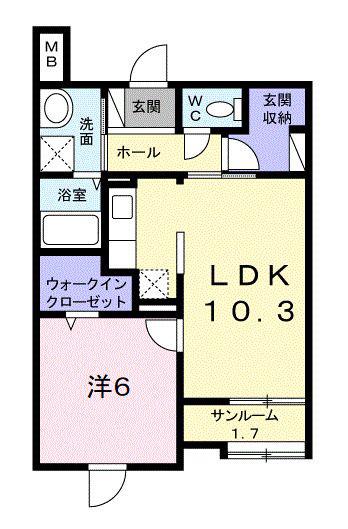 ヴンダーバール(1LDK/1階)の間取り写真