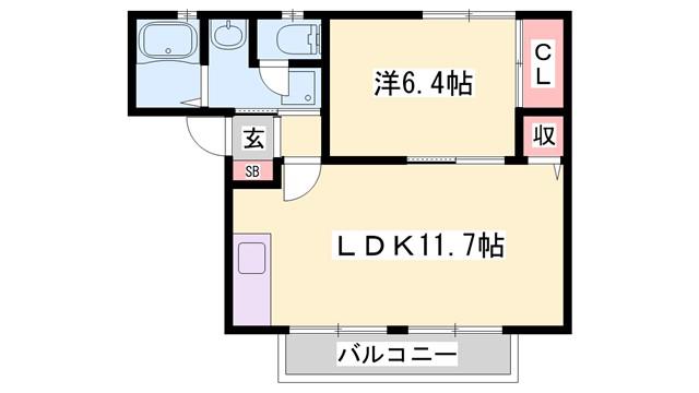 MAIOR YAMATO B棟(1LDK/2階)の間取り写真
