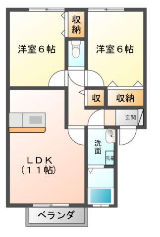 フロンティア(2LDK/2階)の間取り写真