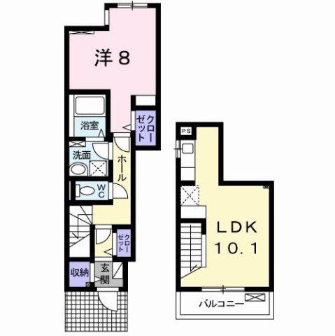 アデッソオーヴェスト(1LDK/1階)の間取り写真