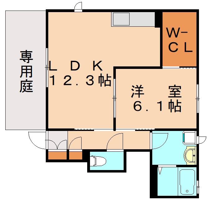 エクセル名島(2LDK/1階)の間取り写真