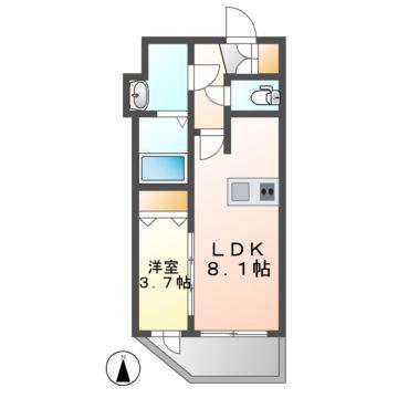メイクス上前津III(1LDK/6階)の間取り写真