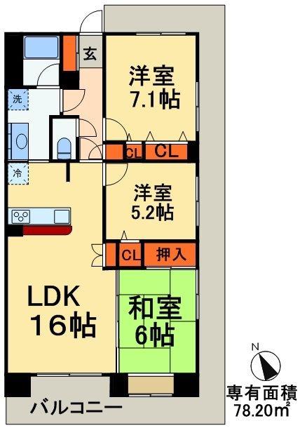 レジデンス幕張アリーナシティ(3LDK/4階)の間取り写真