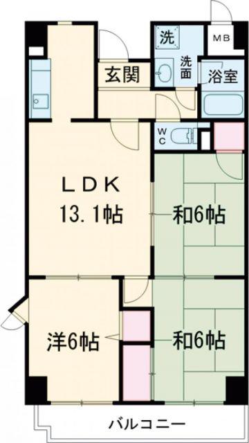 シャトークレール(3LDK/2階)の間取り写真
