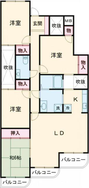セルヴェール春日丘(4LDK/1階)の間取り写真