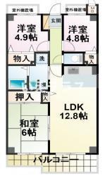 プランドール兵庫県駅南通(3LDK/3階)の間取り写真
