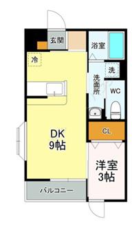 アルティスタF棟(1LDK/2階)の間取り写真