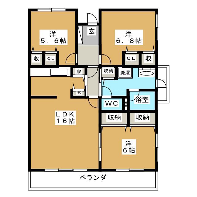 ハウス千葉NT B棟(3LDK/2階)の間取り写真