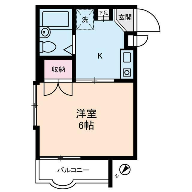 ボヌール南浦和(1K/2階)の間取り写真