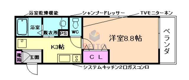 メゾンブランシュ(1K/3階)の間取り写真