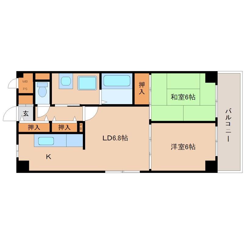 ラクシュミー常光寺(2LDK/6階)の間取り写真