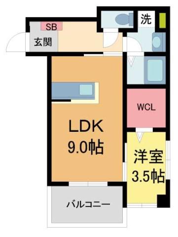 KSCOURT西宮北口(1LDK/2階)の間取り写真