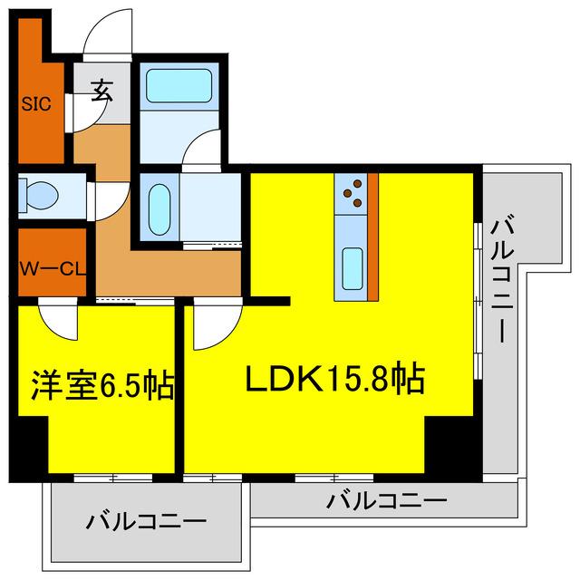 シエリアタワー大阪福島(1LDK/20階)の間取り写真