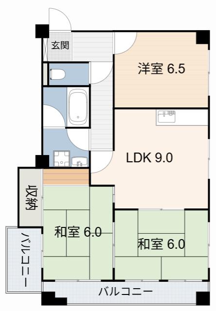 第二大嶽ビル(3LDK/8階)の間取り写真
