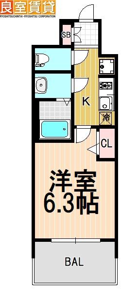 ファステート東別院シュプール(1K/6階)の間取り写真