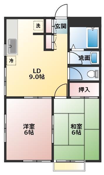 コープ大平(2LDK/2階)の間取り写真