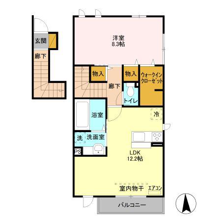 ソレイユ(1LDK/2階)の間取り写真