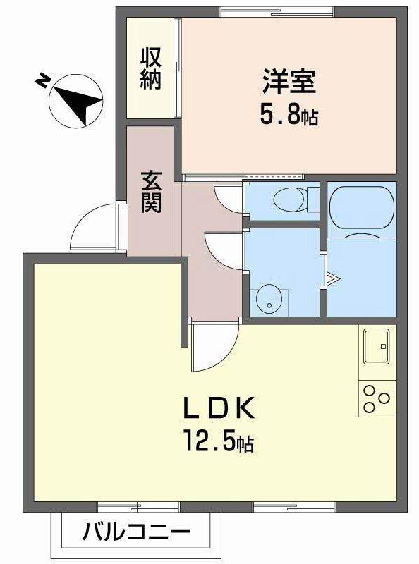 アクシス園田(1LDK/2階)の間取り写真