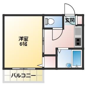 ドミール(1K/1階)の間取り写真
