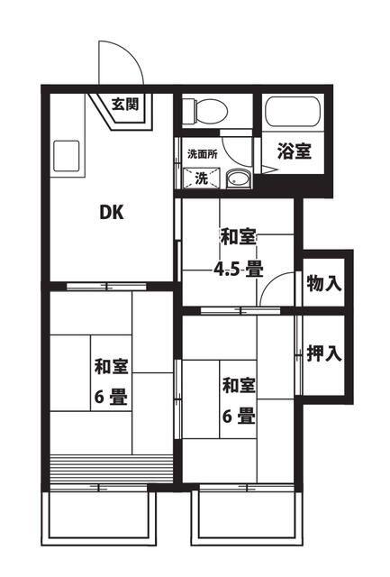 メゾンドールKOSHIO(3DK/1階)の間取り写真