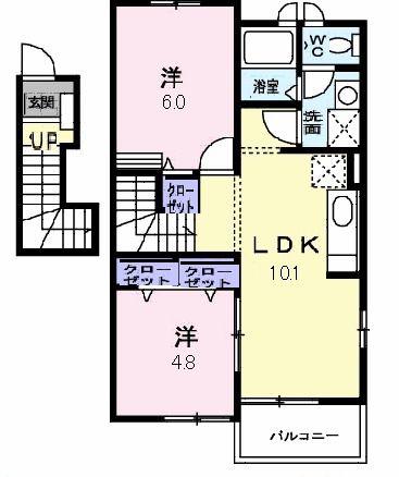 ノエル参番館(2LDK/2階)の間取り写真