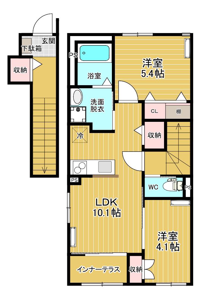 グランパティオ(2LDK/2階)の間取り写真