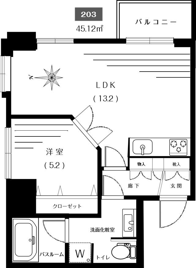 ライオンズシティ中野プラザ(1LDK/2階)の間取り写真