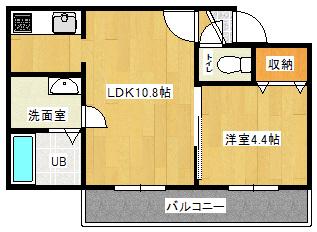 アルファテラス末広(1LDK/2階)の間取り写真