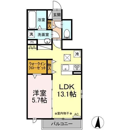 D-ROOM THIRD B棟(1LDK/1階)の間取り写真