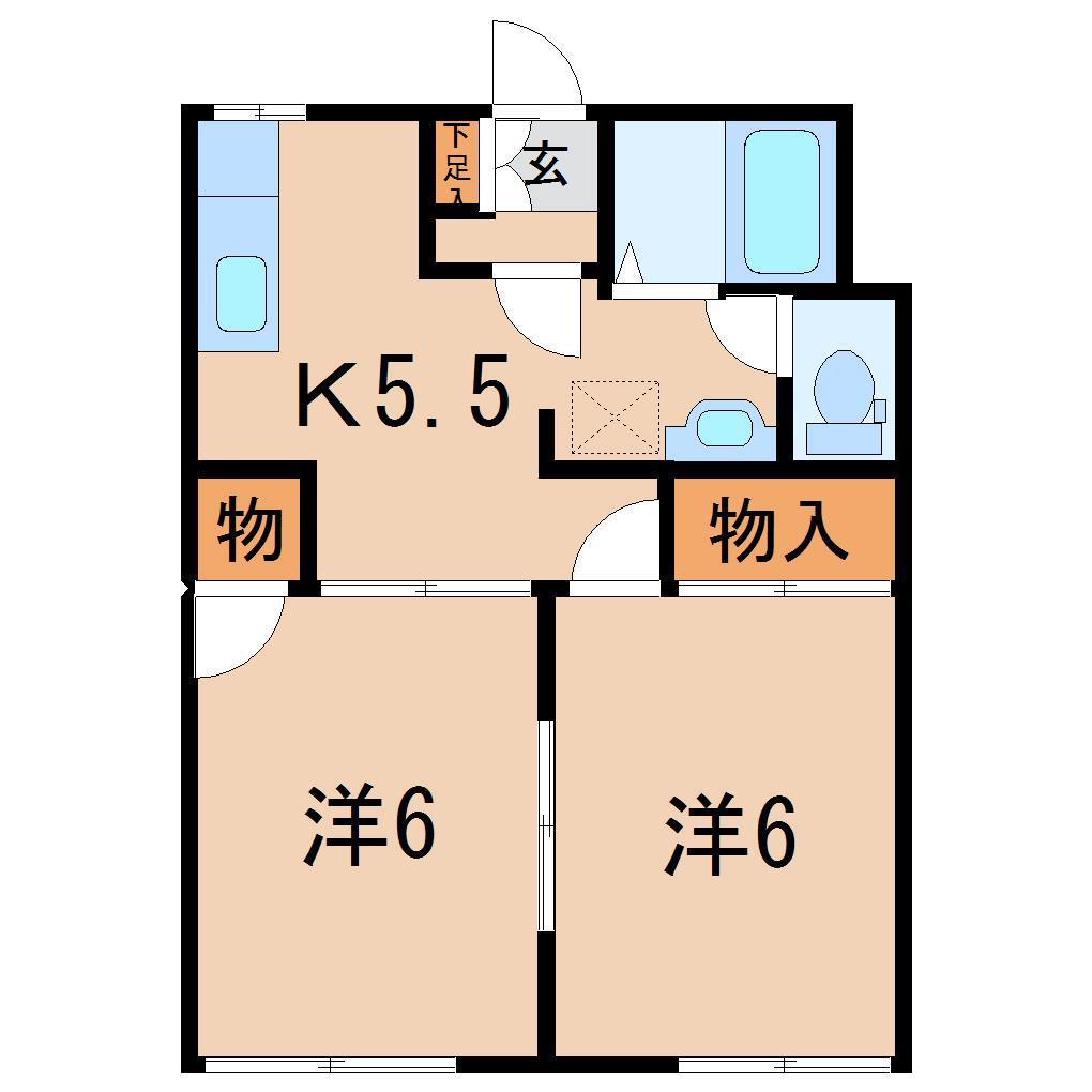 コーポサンシャイン(2K/1階)の間取り写真