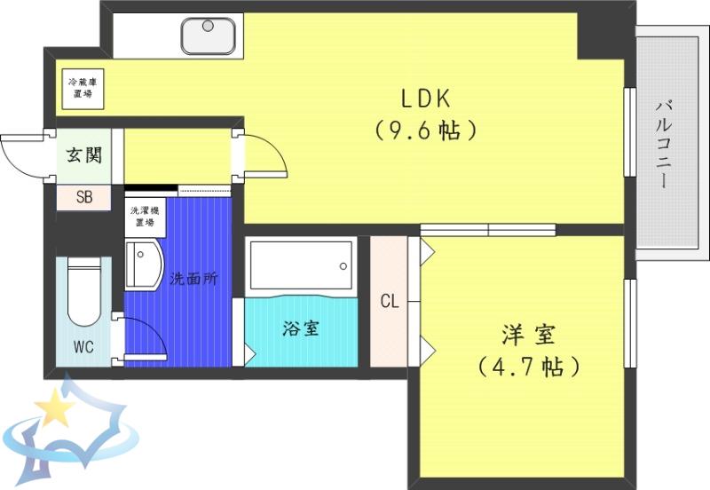LEESPACEN4(1LDK/5階)の間取り写真