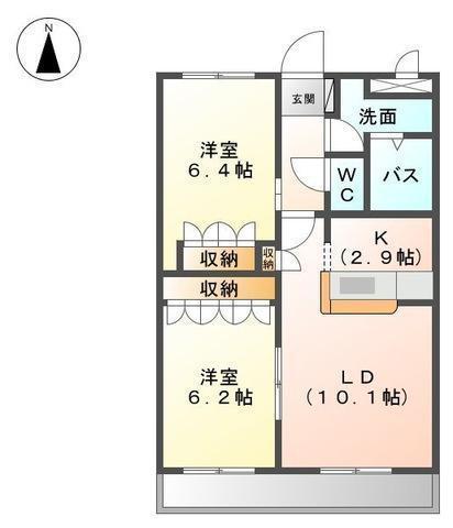 フォルティア横尾(2LDK/1階)の間取り写真