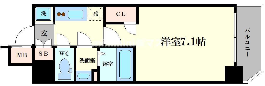 S-RESIDENCE福島玉川DEUX(1K/5階)の間取り写真