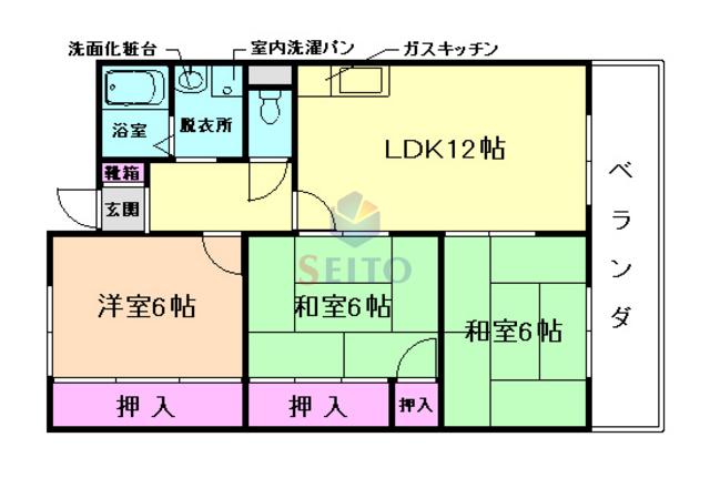 ハイムヤノウ(3LDK/1階)の間取り写真