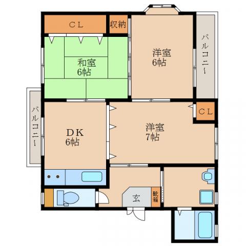 第2Nビル(3DK/3階)の間取り写真
