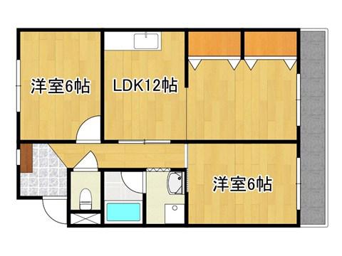 コーポ寿(2LDK/2階)の間取り写真