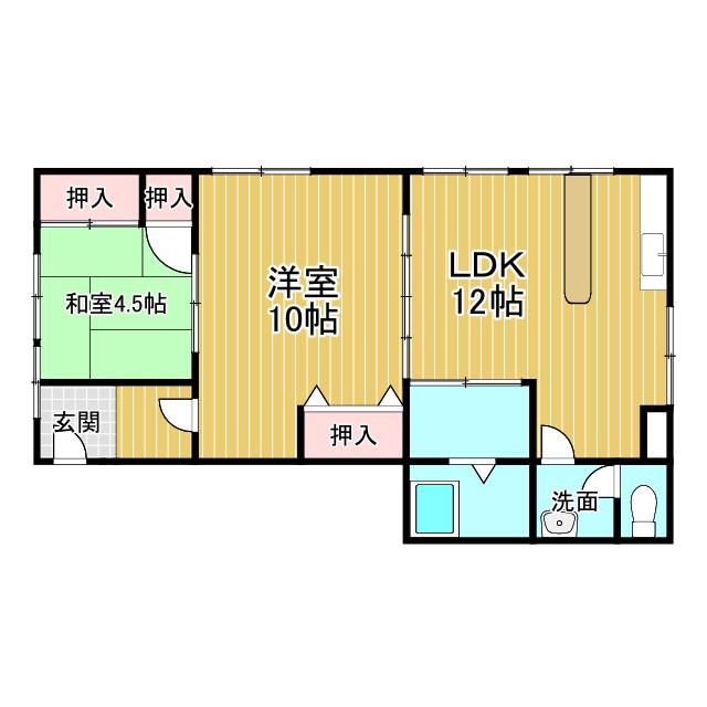 久保ビル(2LDK/2階)の間取り写真