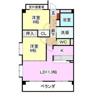 レージュ新栄町(2LDK/2階)の間取り写真