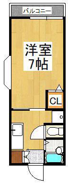 大久保グレース(1K/2階)の間取り写真