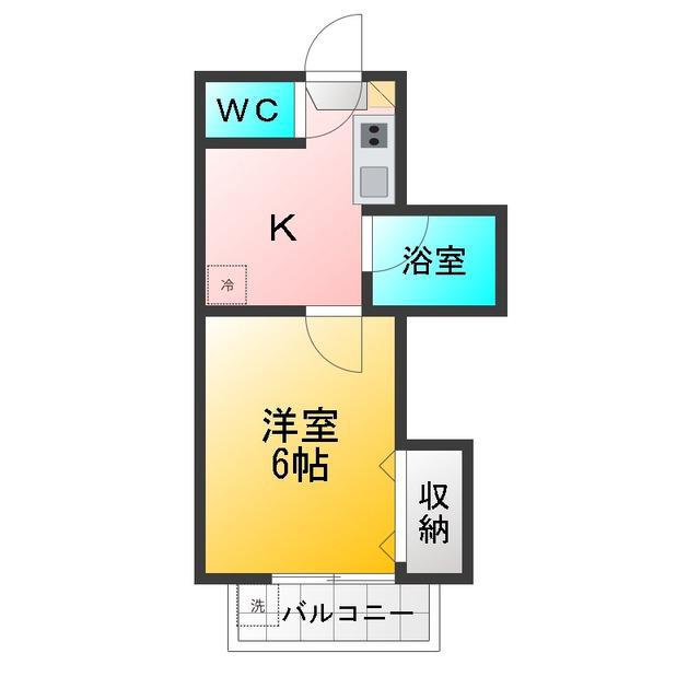 ロイヤルマンション柳沢(1K/2階)の間取り写真