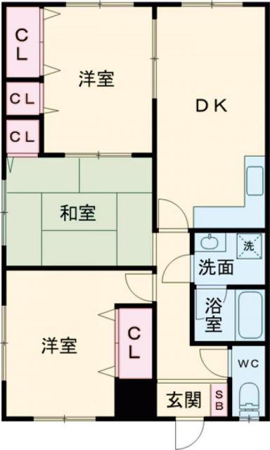 Kレジデンス(3DK/2階)の間取り写真