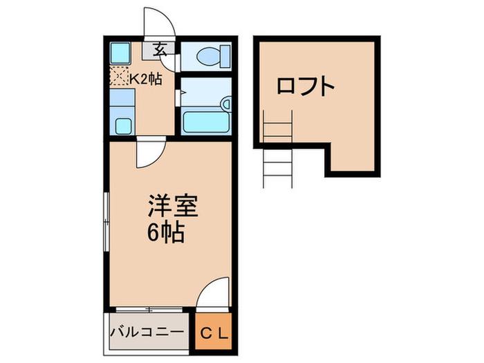 ブランメゾン(1K/2階)の間取り写真