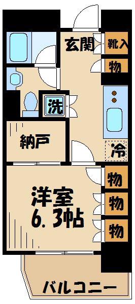 ラ・グラースダイヤモンドマンション桜上水(1SK/2階)の間取り写真