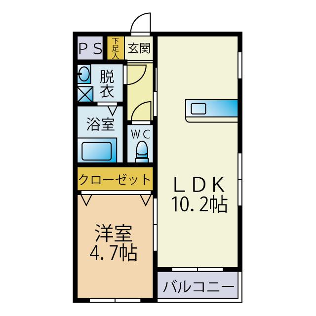 駅南Vマルオカ(1LDK/5階)の間取り写真