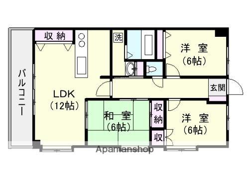 グレイスコート平之町(3LDK/5階)の間取り写真