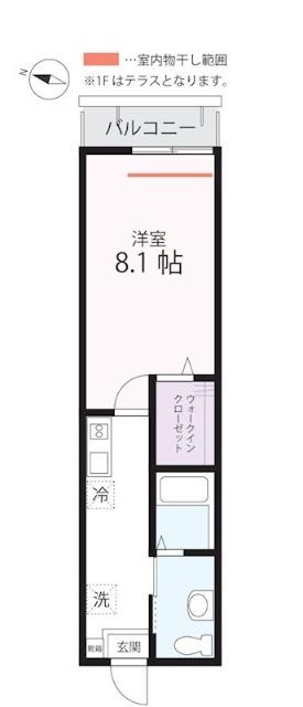 ハーミットクラブハウス リアンD棟(1K/2階)の間取り写真