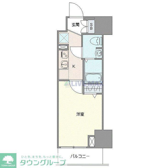 ジェノヴィア草加(1K/4階)の間取り写真