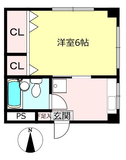 稗田ビル(1K/4階)の間取り写真